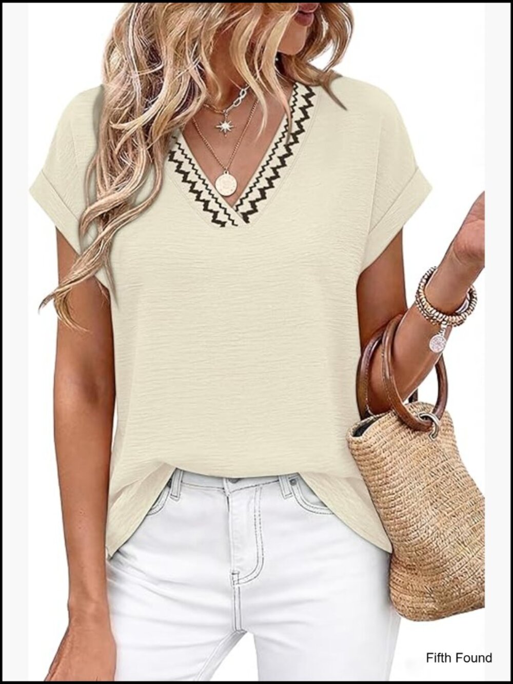 Dressy Casual Rolled Short Sleeve V Neck Blouse T Shirt Crepe Texture for Work